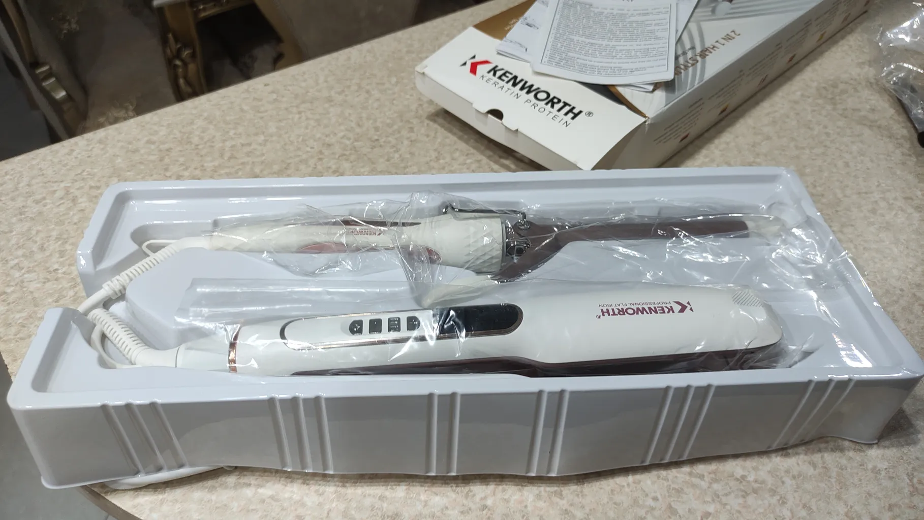 اتو مو کنورث مدل kw313 به همراه فر کننده مو