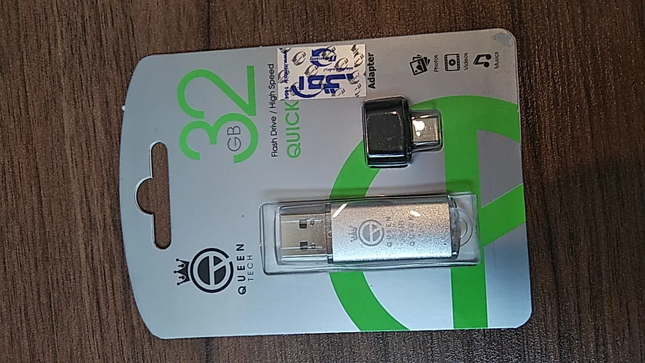 فلش مموری کوئین تک مدل QUICK C-PLUS ظرفیت 32 گیگابایت با رابط USB به همراه مبدل USB-C