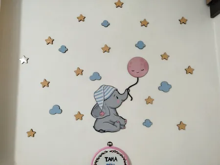 استیکر چوبی کودک باروچین مدل فیل کوچولو کد 1222