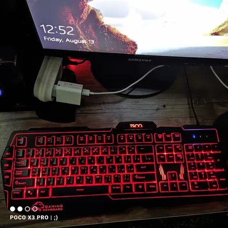 کیبورد گیمینگ تسکو مدل TK 8121، سوییچ ممبران، Full-Size، نورپردازی LED RGB