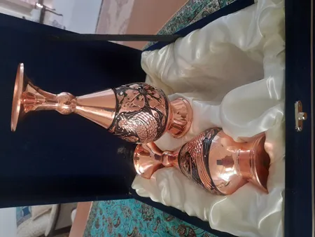 گلدان مسی مدل الماس تراش کد JR-20 بسته 2 عددی