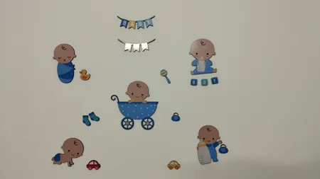 استیکر چوبی کودک باروچین مدل پسر کوچک کد 1198