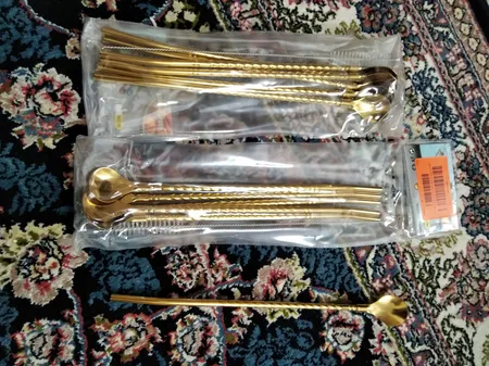 قاشق شربت خوری مدل Straw spoon بسته 6 عددی به همراه فرچه