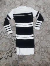 تجریه خرید پلیور یقه گرد زنانه مدل بلند راه راه