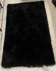 تجریه خرید فرش ماشینی بزرگمهر مدل شگی کد S202 زمینه مشکی