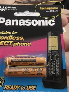 تجریه خرید باتری تلفن بی سیم پاناسونیک مدل 65AAAB-630mAh بسته دو عددی