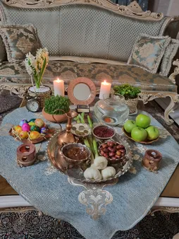 ست 3 تکه آینه و شمعدان مسی مدل گیلاسی کد ZH223.12