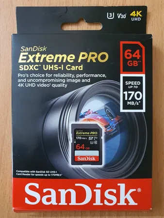 کارت حافظه SDXC سن دیسک مدل Extreme Pro V30 کلاس 10 استاندارد UHS-I U3 سرعت 170mbps ظرفیت 64 گیگابایت