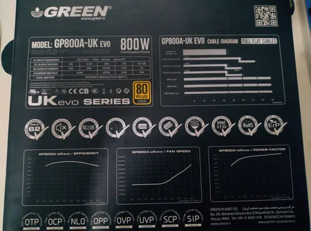 منبع تغذیه کامپیوتر گرین مدل GP800A-UK EVO