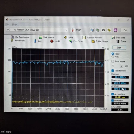 هارد اکسترنال وسترن دیجیتال مدل My Passport ظرفیت پنج ترابایت دارای رابط USB Type-A 3.2