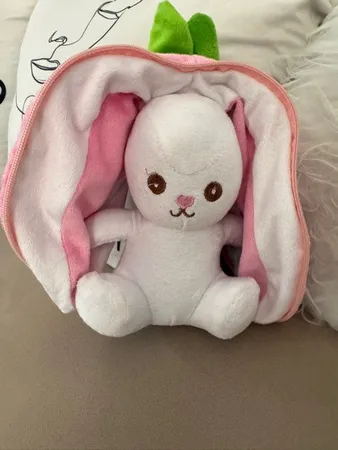 عروسک طرح خرگوش میوه ای مدل توت فرنگی کد JIMI110 ارتفاع 25 سانتی‌متر