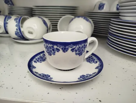 ست فنجان و نعلبکی 12 پارچه 6 نفره چینی زرین ایران مدل چای خوری ایتالیا اف 8 فلورانس درجه یک