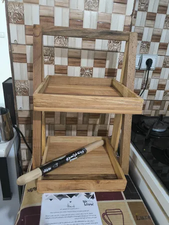 شلف رومیزی مدل دو طبقه چوبی کد 053