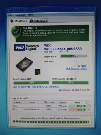 هارد دیسک اینترنال وسترن دیجیتال مدل WD BLUE WD5000AAKX ظرفیت 500 گیگابایت