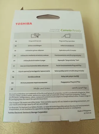 هارد اکسترنال توشیبا مدل Canvio Ready ظرفیت یک ترابایت دارای رابط USB Type-A 3.2