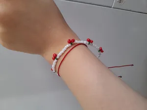 تجریه خرید دستبند دست‌ساز زنانه مدل آلبالو گیلاس کد CH7