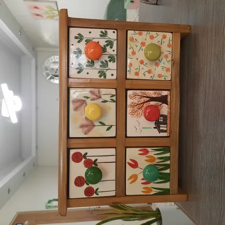 جا ادویه 6 پارچه مدل چوبی و سرامیکی