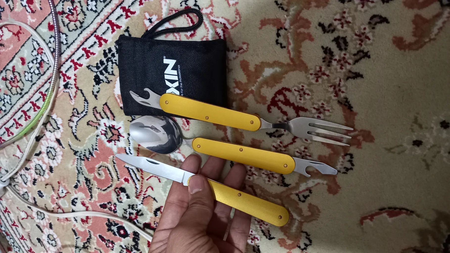 قاشق و چنگال سفری اکسین مدل تاشو ST3