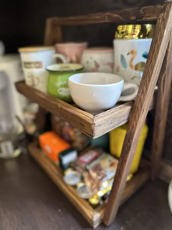 شلف رومیزی مدل دو طبقه چوبی کد 053