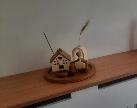 ست 5 تکه جاشمعی بتنی طرح کلبه مدل MD045