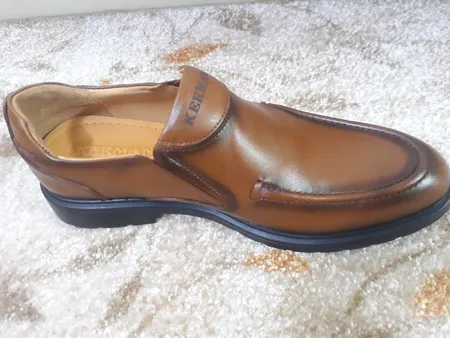 کفش مردانه کرمانی مدل چرم دستدوز سایه دار 1048 رنگ عسلی