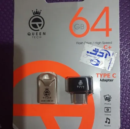 فلش مموری کوئین تک مدل RACE USB3 C-PLUS ظرفیت 64 گیگابایت به همراه مبدل USB-C OTG