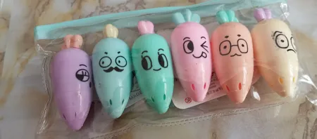 ماژیک علامت گذار مدل پاستلی طرح هویج بسته 6 عددی