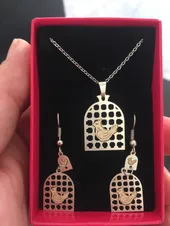 تجریه خرید نیم ست نقره طرح لیزری مرغ آمین کد ِِDAS23