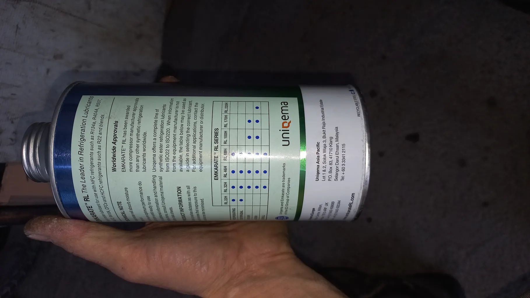 روغن کمپرسور امکارات مدل  RL 100 H حجم یک لیتر