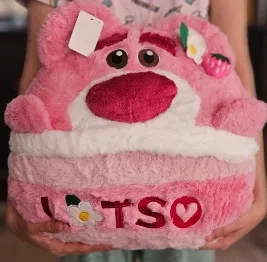 عروسک بالشتی  طرح خرس لوتسو مدل JI110 ارتفاع 45 سانتی‌متر به همراه پتو