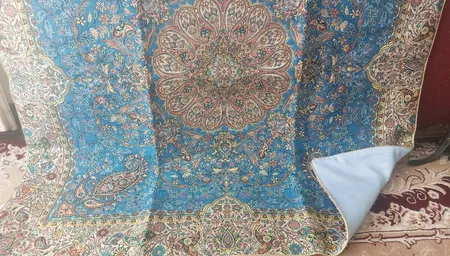 رومیزی ترمه نگین خاتم یزد طرح افشاری کد ABDR3