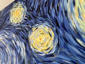تجریه خرید تابلو نقاشی رنگ روغن طرح شب پر ستاره ونگوگ کد 1058