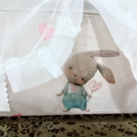 گهواره نوزاد شادی مدل مخمل طرح خرگوش و قلب