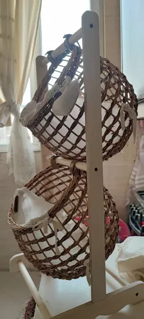 سبد سیب زمینی و پیاز اکوسبدکو مدل آویز خمره ای کد moas370