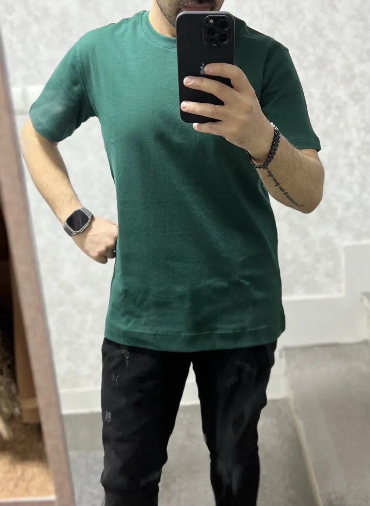 تی شرت آستین کوتاه مردانه رانژ مدل ساده 23RA05 - 410 رنگ سبز