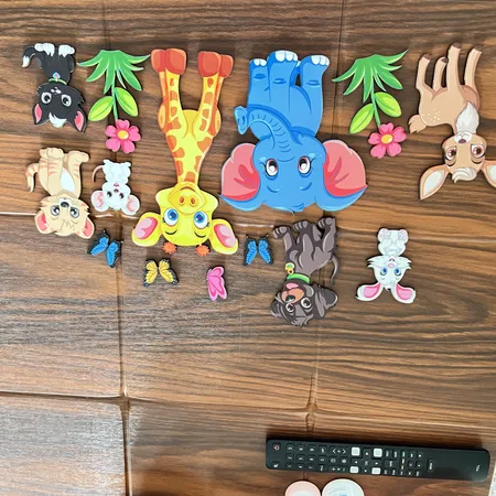 استیکر چوبی کودک باروچین مدل حیوانات زیبا کد 1343 مجموعه 14 عددی