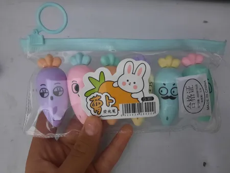 ماژیک علامت گذار مدل پاستلی طرح هویج بسته 6 عددی