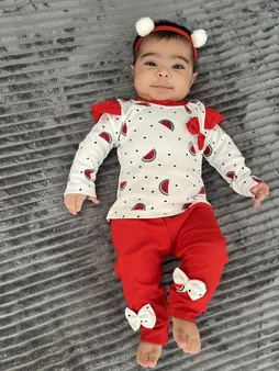 ست 3 تکه لباس نوزادی مدل یلدا طرح هندوانه کد M3