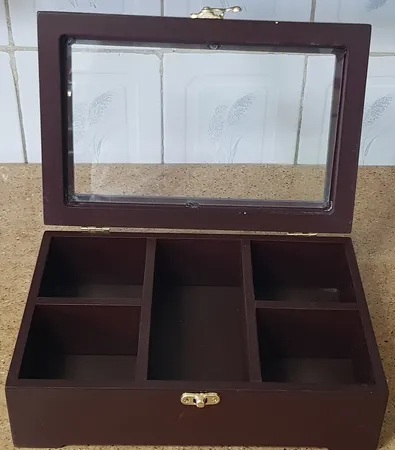 جعبه چای کیسه ای مدل پنج پارت پایه چوبی رُستیک کد 3002