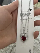 تجریه خرید گردنبند مدل دوستی قلب و شمشیر بسته 2 عددی