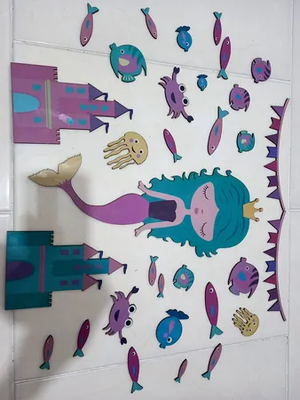 استیکر چوبي باروچین طرح پری دریایی