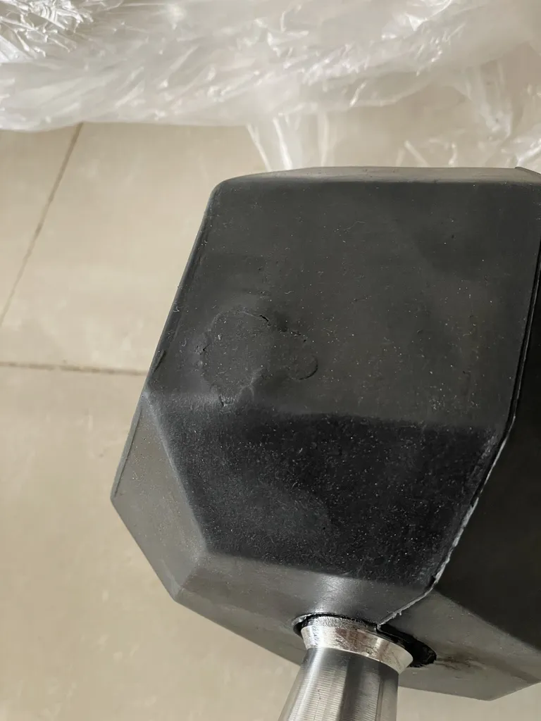 دمبل بدنسازی شش ضلعی هنگدا مدل Rubber1706 وزن 20 کیلوگرم بسته 2 عددی