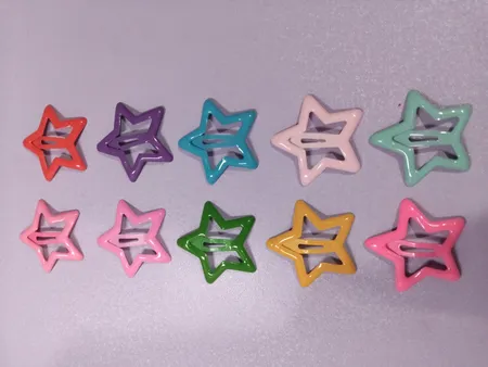 گیره مو دخترانه مدل پاستیلی طرح ستاره کد 150359 مجموعه 10 عددی