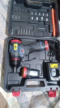 مجموعه 45 عددی دریل پیچ گوشتی چکشی شارژی 10 میلی متری 198 ولت جاب مدل JB-198 Powerful Industrial