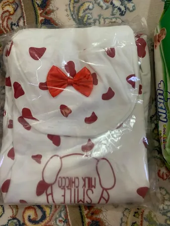 ست سرهمی و کلاه نوزادی دخترانه طرح گاو کد M268