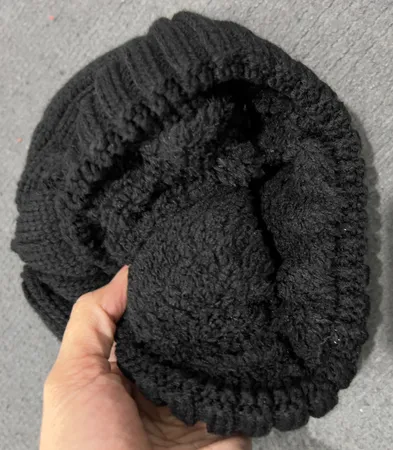 کلاه بافتنی طرح داخل خز مدل لب برگرد