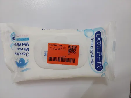 دستمال مرطوب پاک کننده آرایش دلفین مدل 001 بسته 60 عددی