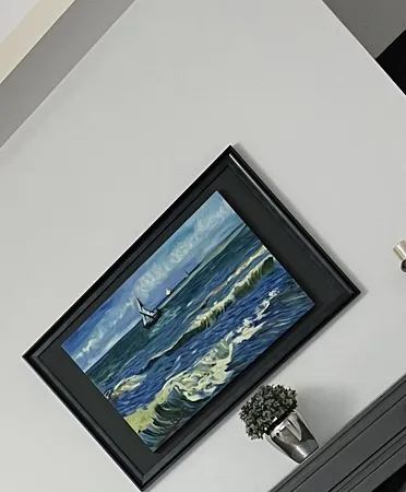 تابلو نقاشی رنگ‌ روغن طرح چشم انداز دریا وینسنت ونگوگ کد 0149