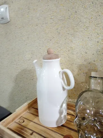 ظرف روغن مدل سرامیکی درب چوبی