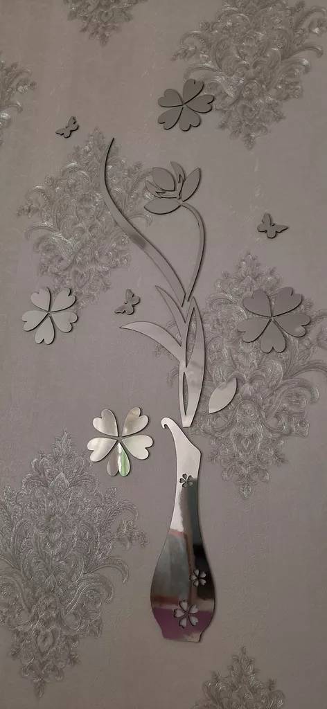 آینه پلکسی گلس مدل گل و گلدان